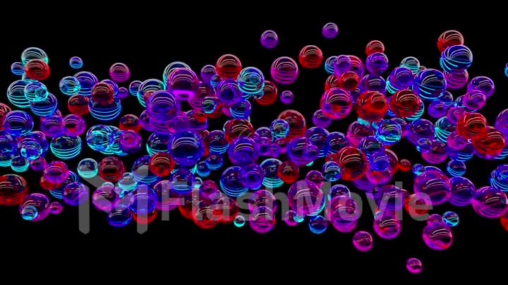Abstract random appearance of glass spheres interacting