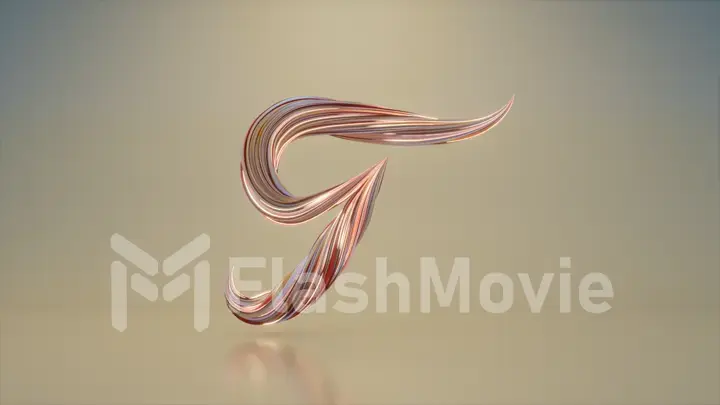 Collection Winding Alphabet. Unique twisted letters. Red pink color. Letter T. 3d Illustration