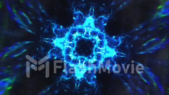 Blue glowing abstract tekustura abstraction, smoke, lines, rectangles on a black background