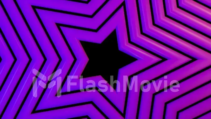 Abstract concept. Purple background of star shapes on a isolated black background. 3d illustration