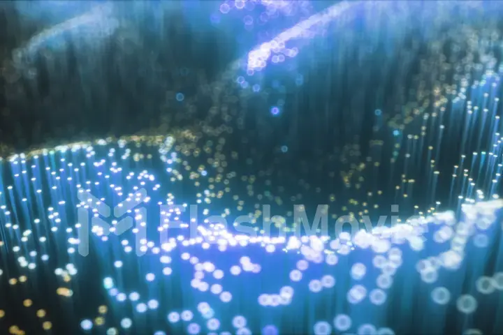 Abstract city of 3d optical fiber. Camera movement on abstract realistic glowing 3D illustration