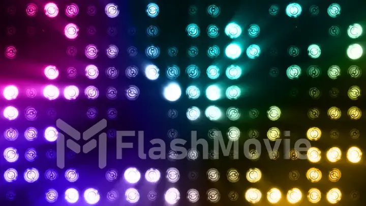 Bright flood lights flashing abstract colorful background