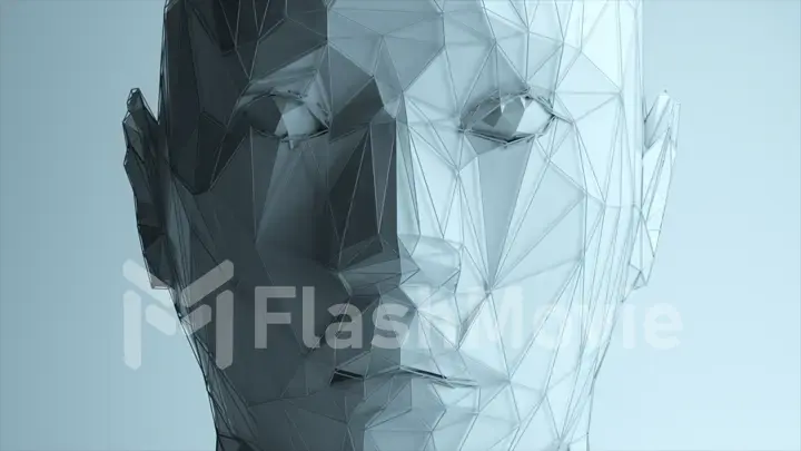 Abstract polygonal human face, artificial intelligence concept. 3d illustration
