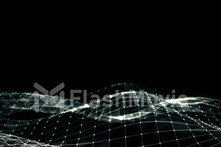 Abstract polygonal space low poly black and white background with connecting dots and lines. Connection structure. Futuristic HUD background. 3d illustration