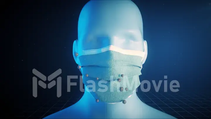 Medical concept animation showing the importance of wearing medical masks. Protective equipment against covid-19 and other respiratory diseases. 3d illustration