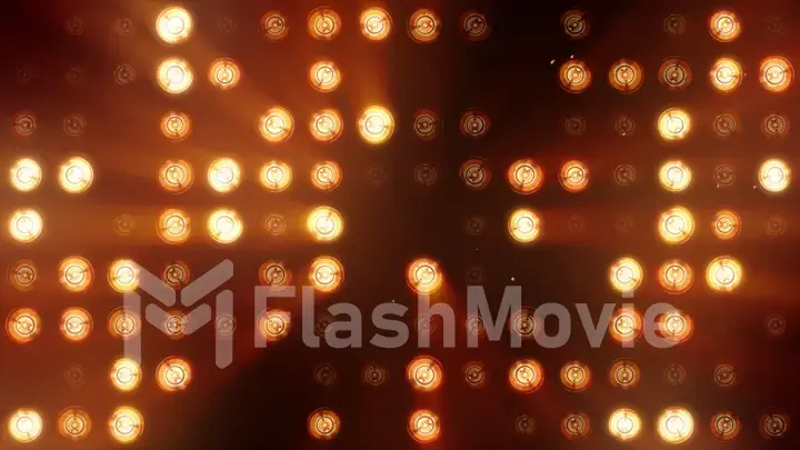 The wall of incandescent lamps is bright orange. LED background