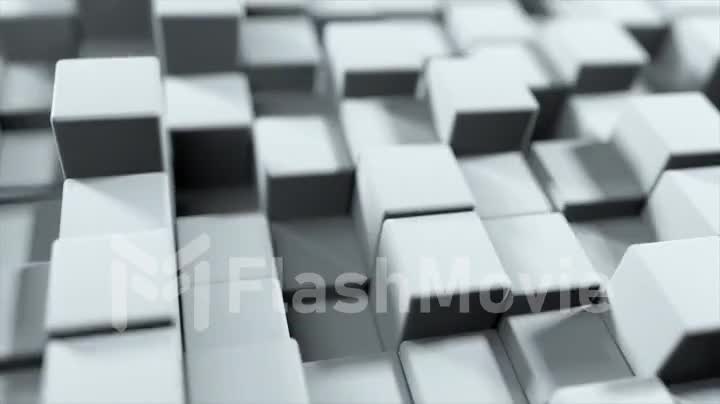 Abstract background of the movement of gray cubes