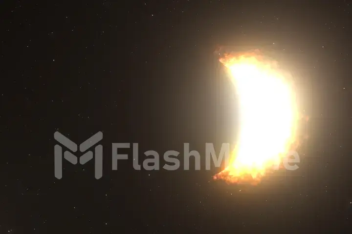 A beautiful bright full solar eclipse, the moon completely covers the sun 3d illustration