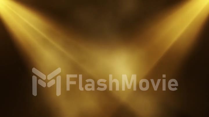 Bright colorful spotlights shine into the scene in smoke, concert background. Seamless loop animation