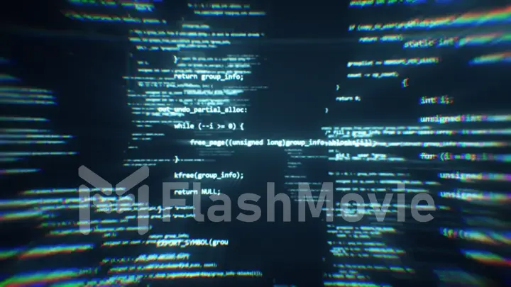 The work of program code in the technological space 3d illustration