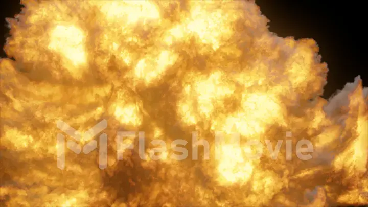 A realistic fiery explosion close up 3d illustration