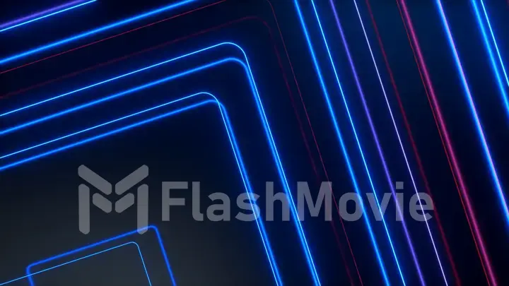Blue red glowing neon lines abstract tech futuristic motion background. 3d illustration