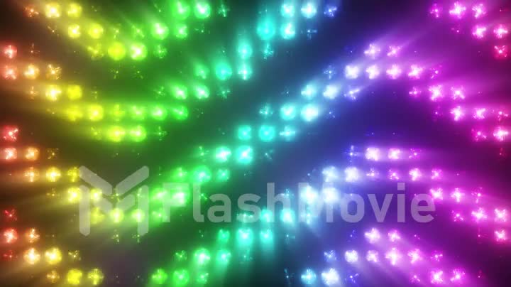 Colorful flashing lights with smoke