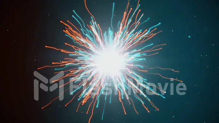 The fiery and icy particles collide in space 3d illustration