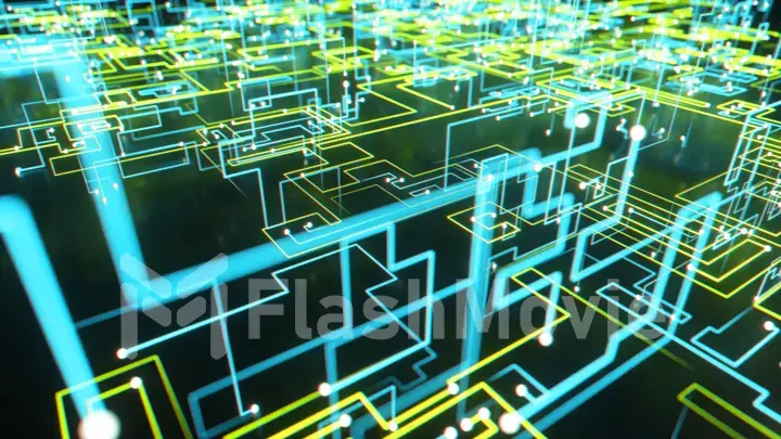 Technological concept. The spread of the global Internet network in space. 3d illustration