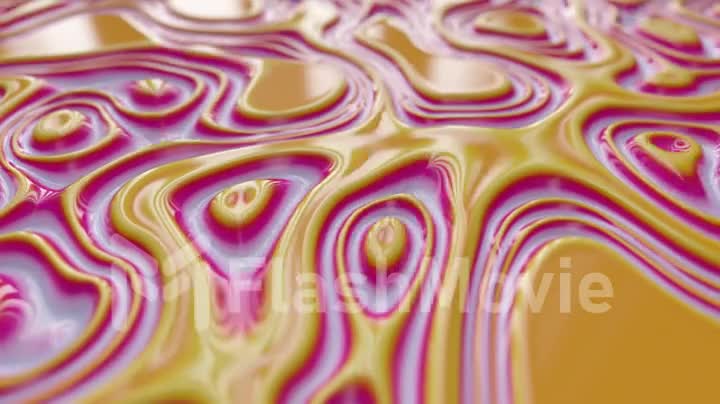 Abstract wavy dynamic surface. Colorful abstract liquid background with ripple wave. Motion design template. Seamless loop 4k 3d render.