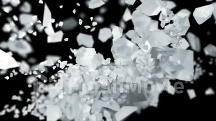 Ice cube explosion in slow motion 3d illustration