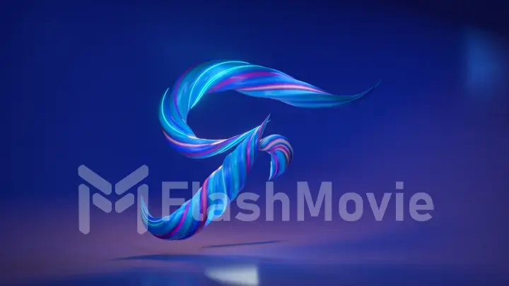 Collection Winding Alphabet. Unique twisted letters. Blue. Letter F. 3d Illustration