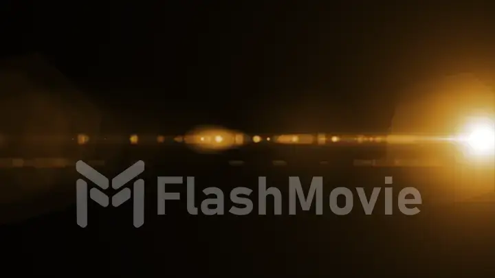 Natural sunny lens flare on the side on a black background
