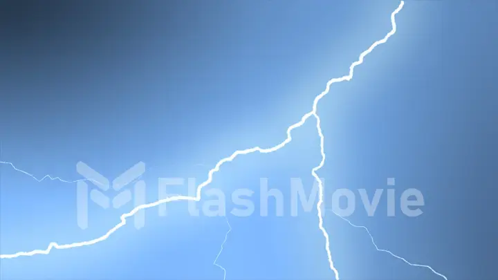 Several lightning strikes over black background. Blue. Electrical Storm. 3d illustration