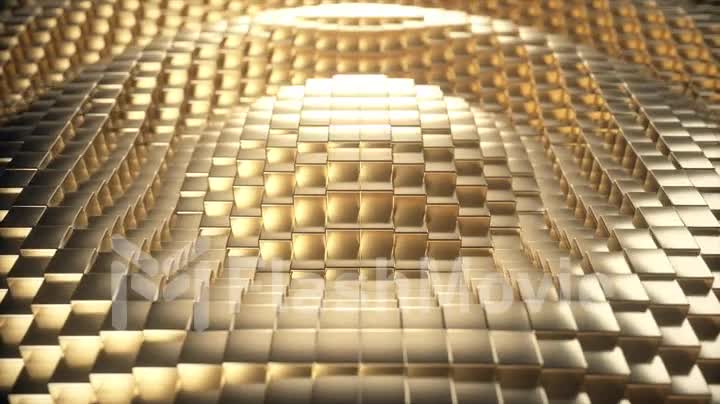 Abstract gold cubic surface in motion