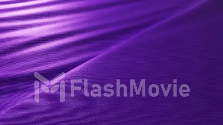 Abstract fabric movement background. Textured violet leather fabric blows in the wind. 3d illustration