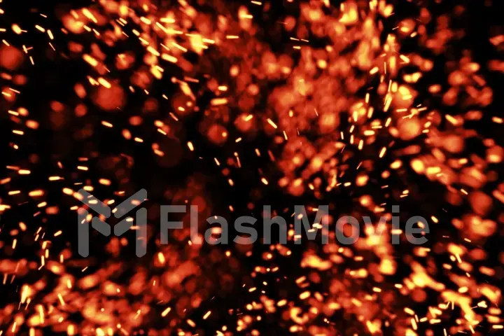 Glowting sparks during metal cutting. 3d illustration