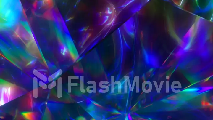 The light passes through the facets of a slowly rotating diamond and creates repetitive sparkling highlights and bright rainbow colors. Rainbow dispersion of light. 3d illustration