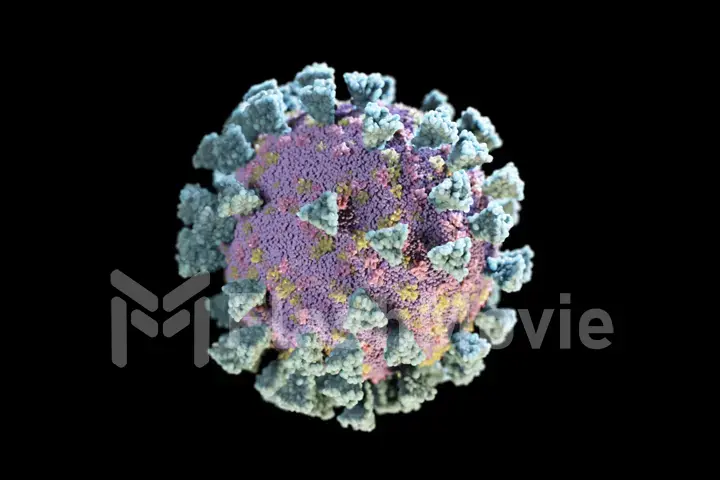 Coronavirus 3d Illustration showing structure of epidemic virus on a black isolated bacground
