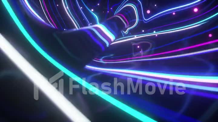 Glowing neon lines move inside