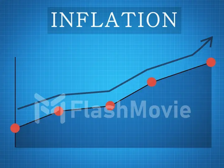 Word Inflation on an uptrend arrow on a checkered background