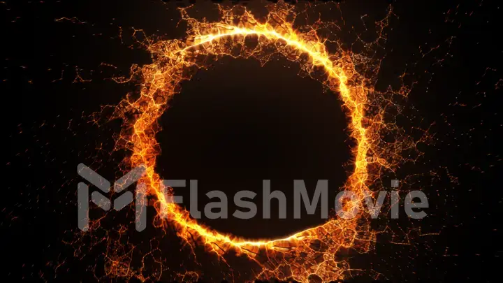 Sparks flying in all directions running around in a circle 3d illustration