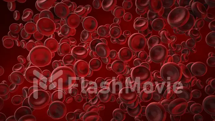 View under a microscope, blood-red blood cells in a living body, 3d illustration.