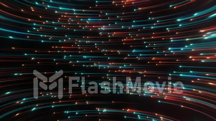 Abstract neon background from light lines swirling in space. 3d illustration