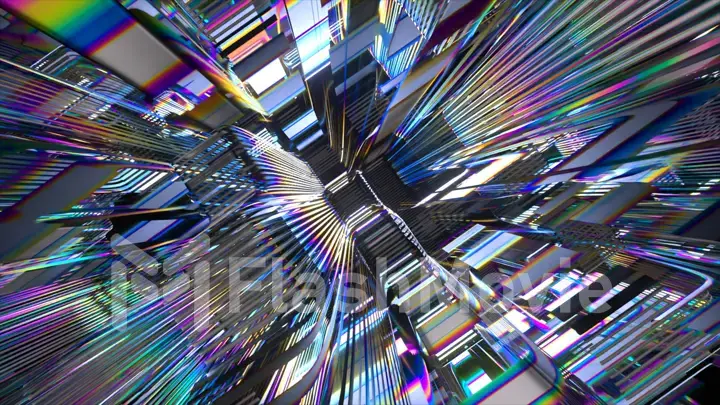 Refraction of light inside the diamond tunnel. Rainbow distortion refraction swirl leaks overlay background wallpaper