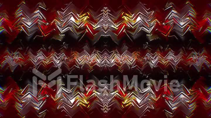 Glass wavy pattern like kaleidoscope with waves, multicolor gradient. 3D stylish abstract looped bg, wavy symmetrical structure of brilliant liquid glass. 4k trendy colorful fluid animation.