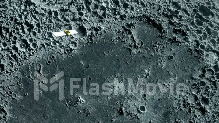 Textured surface of the moon in motion close-up. Satellite moving along the moon. 3d illustration. Elements of this image furnished by NASA.