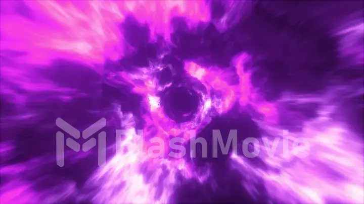 Flying in a colorful abstract energy tunnel in outer space. Vortex energy flows. 3d illustration