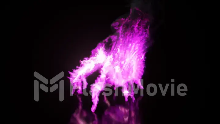 Burning collection. Fire spider. Nature and animals concept. Purple color 3D illustration