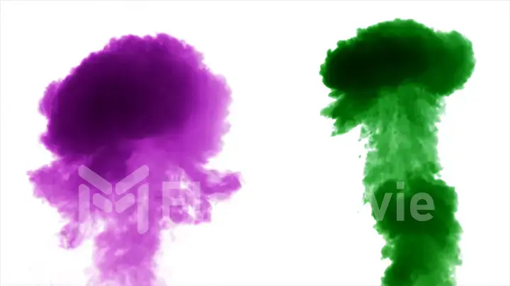 Colorful thick smoke on a white background isolated