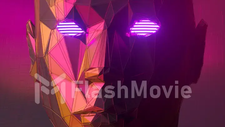 Abstract polygonal human face, artificial intelligence concept. 3d illustration