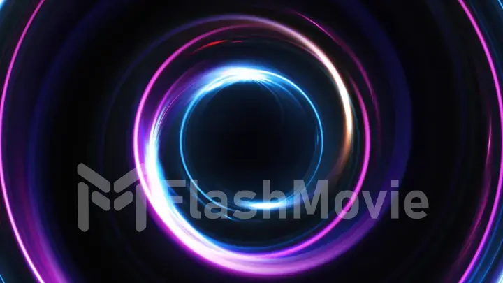 Abstract 3d illustration neon background. luminous swirling. Glowing spiral cover. Black elegant. Halo around. Power isolated. Sparks particle.Space tunnel. LED color ellipse. Glint glitter