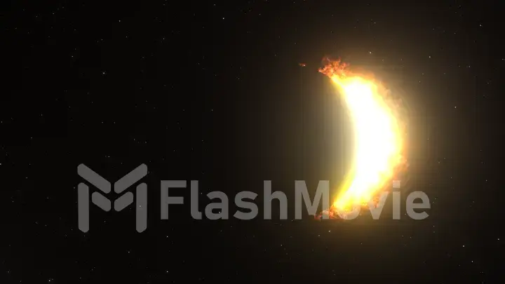 A beautiful bright full solar eclipse, the moon completely covers the sun 3d illustration