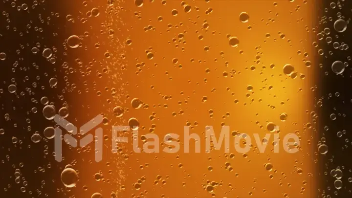 Golden beer bubbles come up 3d illustration