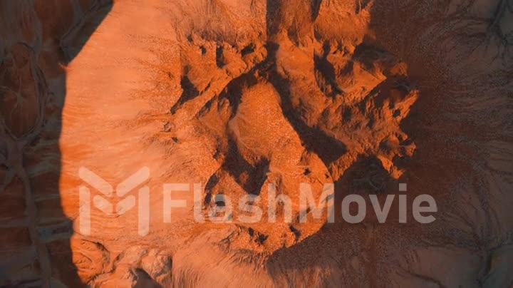Scene from the red planet Mars, colored yellow. Surface storm, exploration of space and other life forms, desert universe. 3D rendering animation.