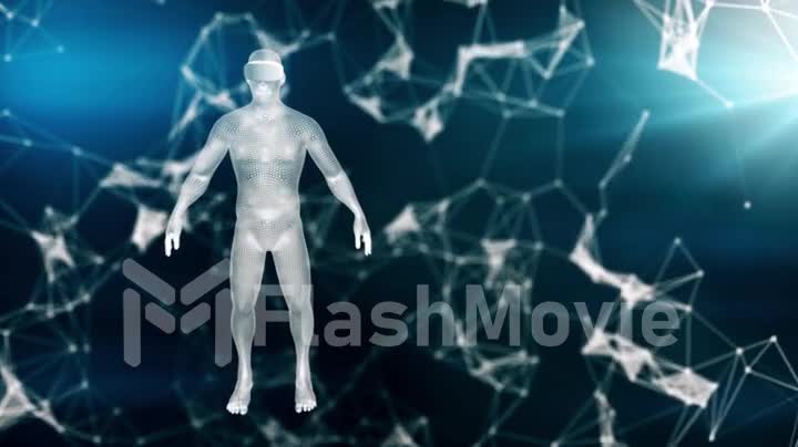 Points of virtual reality on the human hologram, vr seamless animation