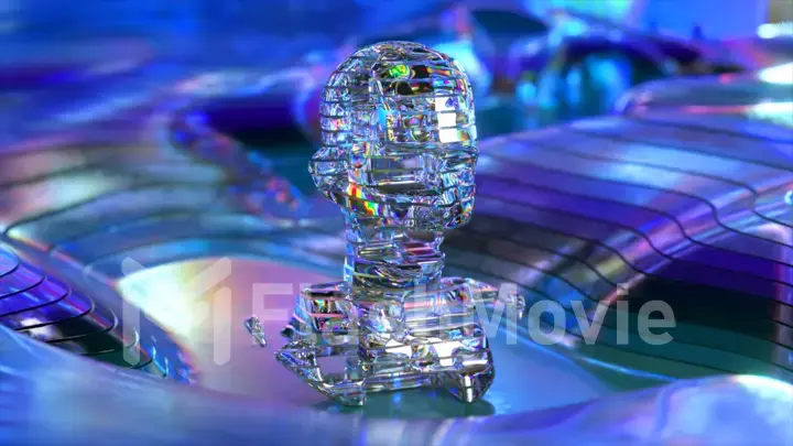 Visualization of artificial intelligence. Diamond head from horizontal parts. Robot face. High tech. Neural network.