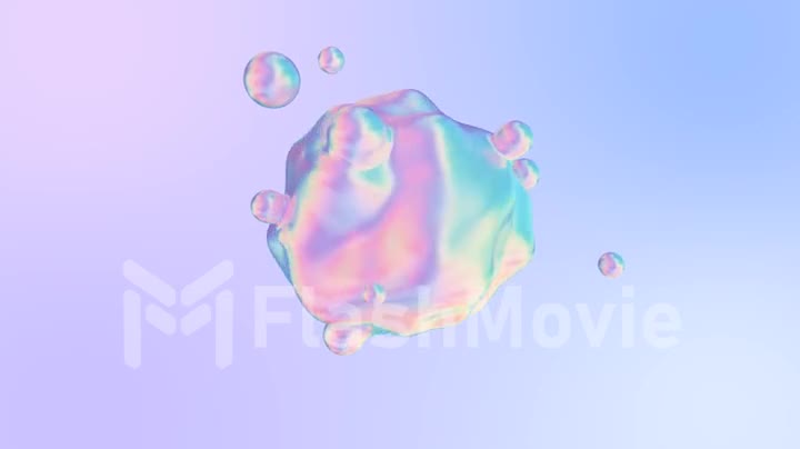 Holographic liquid blobs abstract flowing animation. 4K abstract background loop.