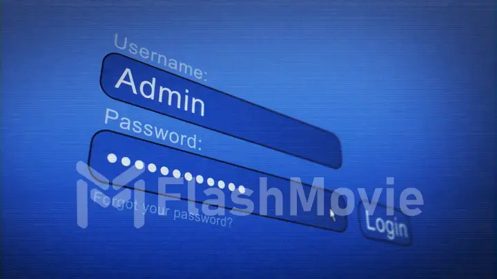 Login and password on computer blue screen