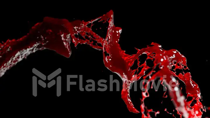 Spectacular splash of wine in slow motion on black isolated background 3d illustration